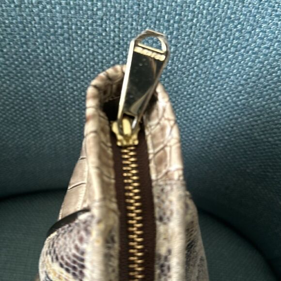 Brahmin Medium Asher Satchel Natural Leighton Handbag Purse Snakeskin Taupe - Picture 10 of 15